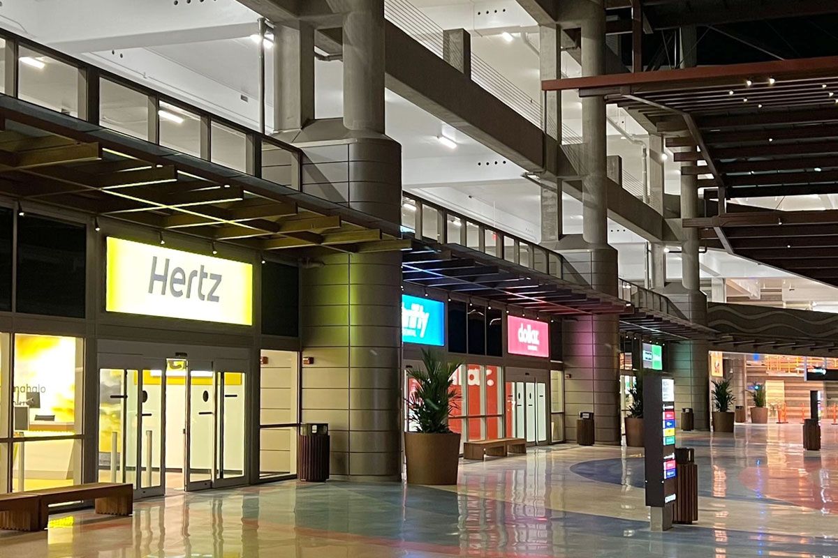 Car rental station in the airport